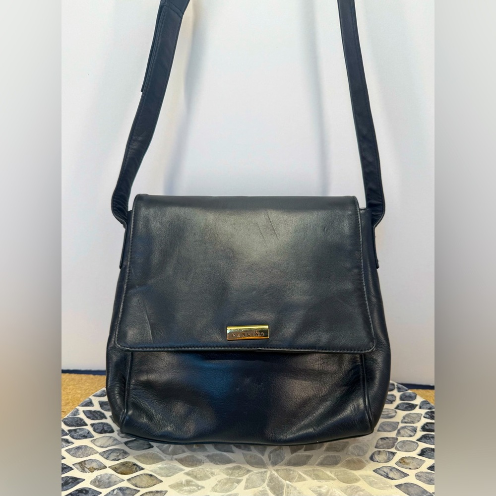 Perlina Black leather crossbody Bag